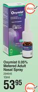 Oxymist 0.05% Metered Adult Nasal Spray-10ml
