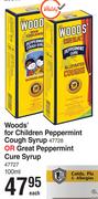 Woods' For Children Peppermint Cough Syrup Or Great Peppermint Cure Syrup-100ml Each