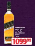 Johnnie Walker Green Label 15 Year Old Blended Scotch Whisky-750ml