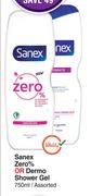 Sanex Zero% Or Dermo Shower Gel Assorted-For 2 x 750ml