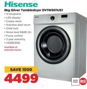 Hisense 8Kg Silver Tumbler Dryer DV1W801US1
