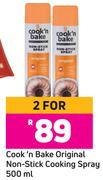 Cook 'n Bake Original Non-Stick Cooking Spray-For 2 x 500ml