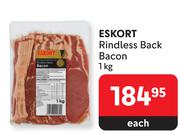 Eskort Rindless Back Bacon-1Kg Each