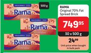 Rama Original 70% Fat Spread Brick-30 x 500g