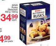 Spar Rusks (Selected)-450g/500g Each