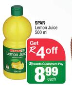 Spar Lemon Juice-500ml Each