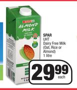 Spar UHT Dairy Free Milk Oat, Rice Or Almond-1L Each