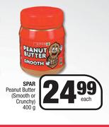 Spar Peanut Butter Smooth Or Crunchy-400g Each