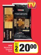Spar Macaroni Or Spaghetti-For Any 2 x 500g