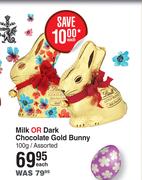 Lindt Milk Or Dark Chocolate Gold Bunny Assorted-100g Each