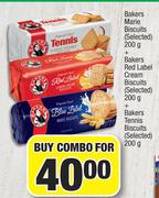 Bakers Marie Biscuits 200g+ Bakers Red Label Cream Biscuits 200g+Bakers Tennis Biscuits 200g Combo