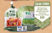 1Lettuce Prepack, 1English Cucumber, 1Spanish, Tomato Punnet, 1Green Pepper Thriftpack-Salad Combo