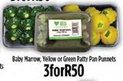 Baby Marrow, Yellow Or Green Patty Pan Punnets-For 3
