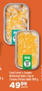 Food Lover's Creamy Butternut Bake 1kg Or Creamy Potato Bake 900g-Each
