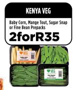 Kenya Veg (Baby Corn, Mange Tout, Sugar Snap Or Fine Bean Prepacks)-For 2