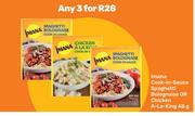 Imana Cook In Sauce Spaghetti Bolognaise Or Chicken A-La-King-For Any 3 x 48g