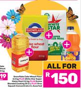Snowflake Cake Wheat Flour 2.5Kg+White Star Super Maize Meal 2.5Kg+Econo Blended Cooking Oil 2L