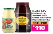 Mrs H.S.Ball's Chutney 1.1Kg + Crosse & Blackwell Mayonnaise 750g-Both For