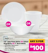 Mainstays 7.5" Side Plate (White) Or 325ml Mug (White) Or 7: Bowl (White)-For Any 5