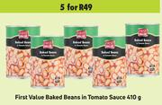 First Value Baked Beans In Tomato Sauce-For 5 x 410g