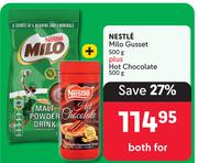 Nestle Milo Gusset 500g Plus Hot Chocolate 500g-Both For