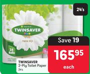 Twinsaver 2 Ply Toilet Paper-24's Each