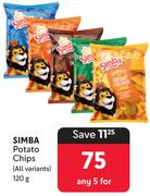 Simba Potato Chips (All Variants)-For Any 5 x 120g