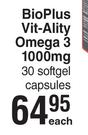 Bio-Plus Vitality Omega 3 1000mg 30 Softgel Capsules