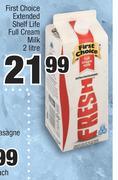 First Choice Extended Shelf Life Full Cream Milk-2Litre
