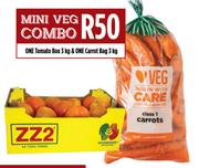 One Tomato Box 3kg & One Carrot Bag 3Kg Combo