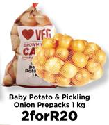Baby Potato & Pickling Onion Prepacks-2 x 1Kg