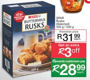 Spar Rusks (Selected)-450g/500g Each