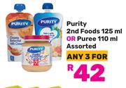 Purity 2nd Foods 125ml Or Puree 110ml Assorted-For Any 3