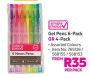 Simple Choice Gel Pens 6 Pack Or 4 Pack-Per Pack