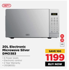 Defy 20L Electronic Microwave Silver DMO383