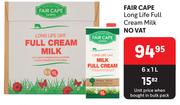 Fair Cape Long Life Full Cream Milk-6 x 1L
