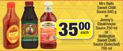 Mrs Balls Sweet Chilli Sauce 840g Or Jimmy's Steakhouse Sauce 750ml-Each