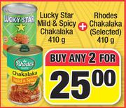 Lucky Star Mild & Spicy Chakalaka 410g + Rhodes Chakalaka 410g-For Any 2 