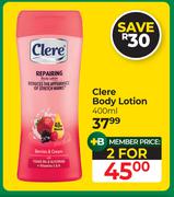 Clere Body Lotion-For 2 x 400ml