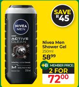 Nivea Men Shower Gel-For 2 x 250ml