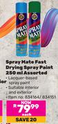 Spray Mate Fast Drying Spray Paint Assorted-250ml Each