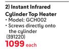 Alva Instant Infrared Cylinder Top Heater GCH002-Each