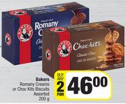 Bakers Romany Creams Or Choc Kits Biscuits Assorted-For Any 2 x 200g