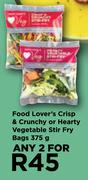 Food Lover's Crisp & Crunchy Or Hearty Vegetable Stir Fry Bags-For Any 2 x 375g