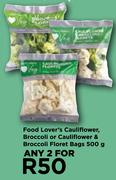 Food Lover's Cauliflower, Broccoli Or Cauliflower & Broccoli Floret Bags-For Any 2 x 500g