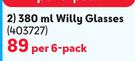 Consol 380ml Willy Glasses-Per 6 Pack