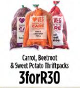 Carrot, Beetroot & Sweet Potato Thriftpacks-For 3