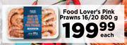 Food Lover's Pink Prawns 16/20-800g Each