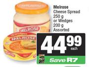 Melrose Cheese Spread 250g Or Wedges 200g Assorted-Each