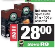 Robertsons Spice Refill Assorted-For Any 2 x 64g/100g